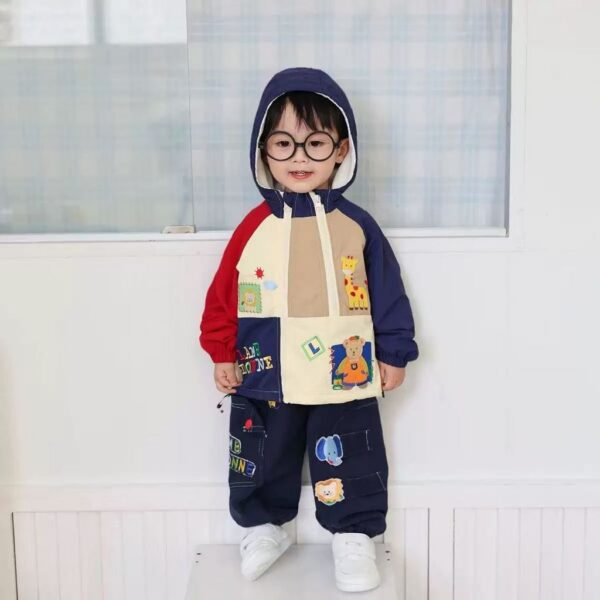 拼接刺繡刷絨外套#1776
