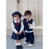 女生學院風兩件套（背心裙+襯衫+帽子）5909