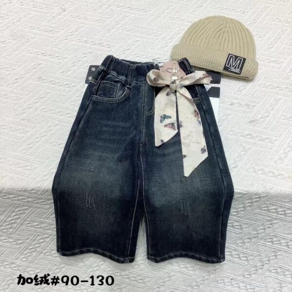 絲帶刷絨牛仔褲#011