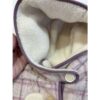 粉紫格紋毛呢鋪棉外套#25360
