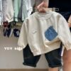 接拼牛仔口袋上衣#25342