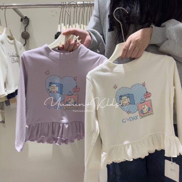 紫色花邊底上衣   女生90-130