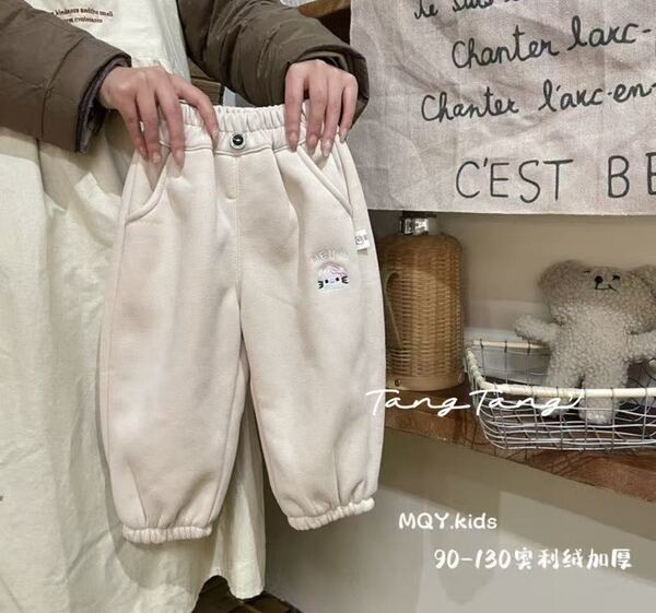 米色KT刷絨休閒褲   女生90-130