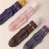 【台灣現貨】防滑瑜珈襪 女款中筒止滑襪 全掌矽膠顆粒 皮拉提斯襪 健身運動襪 室內地板襪  尺寸【35-40】