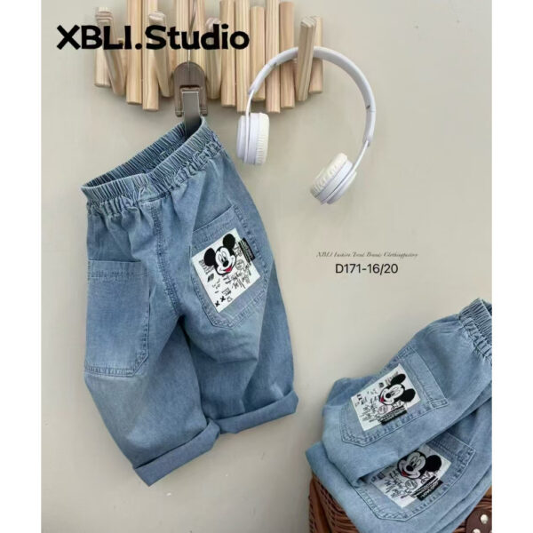 米奇薄款牛仔褲# 1171#男生褲子 男童80-120
