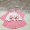 粉凱蒂貓套裝（上衣+褲裙）#5082#女童短袖套裝 女生 90-130