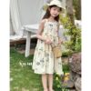 【現貨花朵連衣裙含帽子#1036#女童短袖套裝 女生 90-130