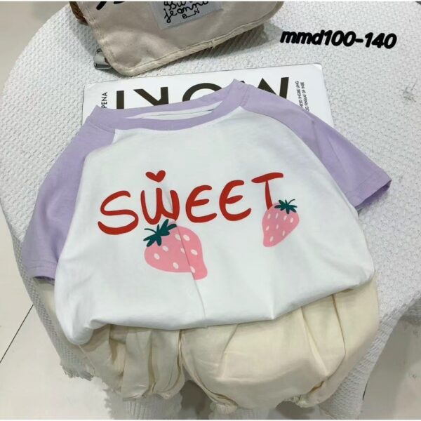 紫色草莓上衣84008#女童 女生 90-130#