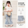 愛心花邊薄款牛仔褲#1862 #女生褲子 女童90-130