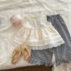 蕾絲娃娃衫#9836#女童短袖上衣 女生 90-130