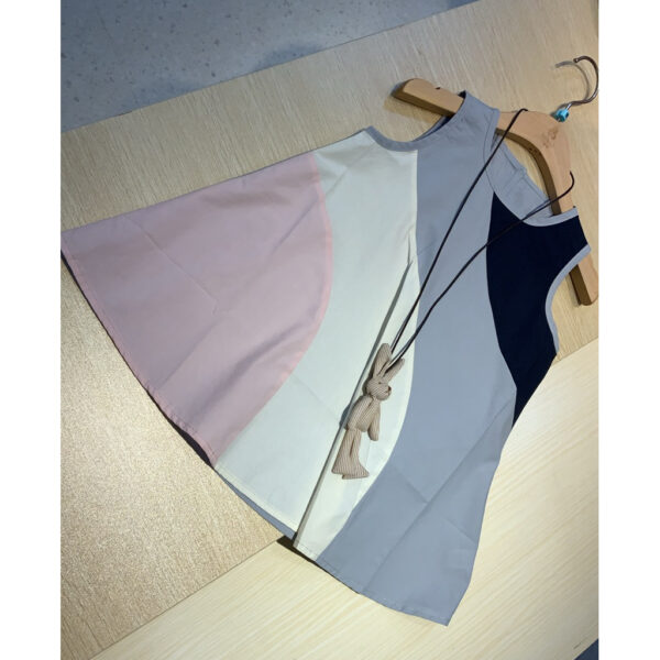 拼色長裙洋裝#99207#女童女生 90-130