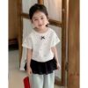 蝴蝶結上衣#2510#女童短袖上衣 女生 90-130