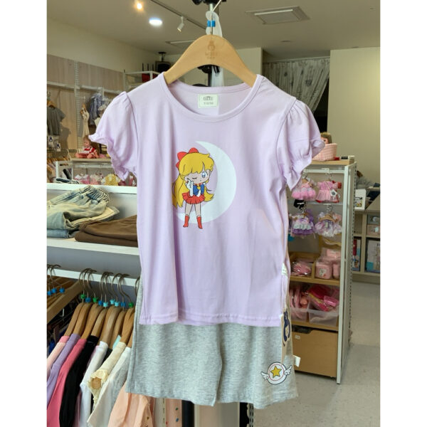 美少女冰絲套裝#（上衣+褲子）#女童短袖套裝 女生 90-130